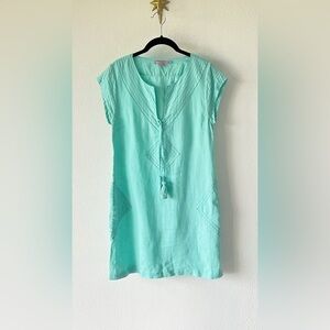 Calypso St. Barth 100% Linen Mint Green Tunic Mini Dress Coverup, size M